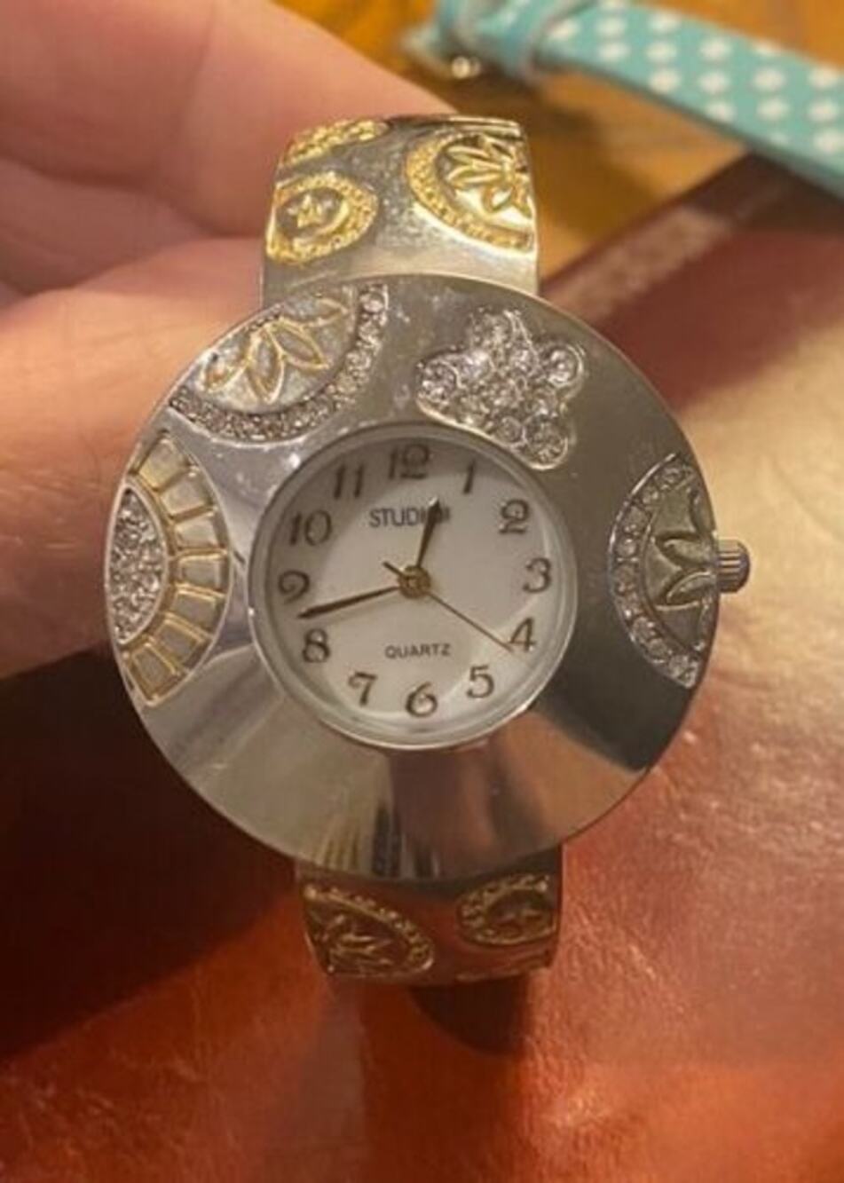 Women's 40mm Two Tone Studio Time Bangle Bracelet Watch, Crystal Accents